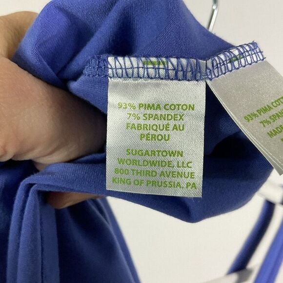 NWT Lilly Pulitzer Tabbie Tank in Iris Blue, V-neck, Large, Pima Cotton/Spandex - Picture 7 of 10